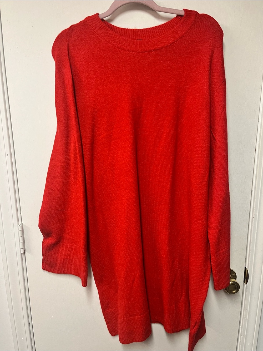 Lands' End Vibrant Red Crewneck Sweater Dress